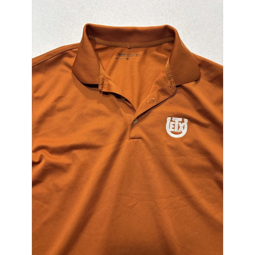 Nike Dri-FIT Golf Polo Shirt Mens Large Orange ETX Logo Short Sleeve Performance